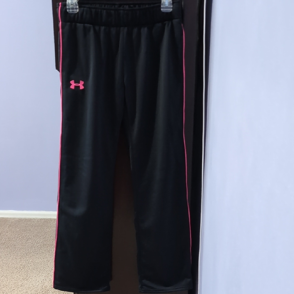Under Armour Kids Black Joggers with Pink Trim